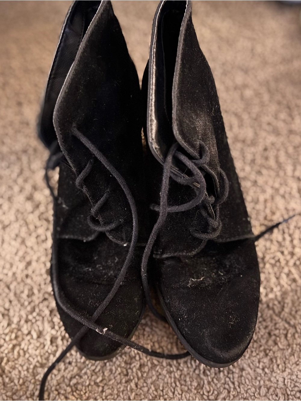 Source Unknown Black Lace-Up Peep-Toe Ankle Boots